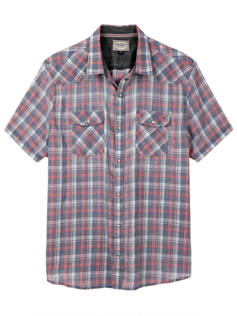 Flag & Anthem Men’s XXL Pink Gray Plaid Short Sleeve Button Down Shirt
